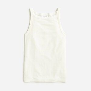 J. Crew High-neck tank top in stretch linen blend size XS ivory NWT